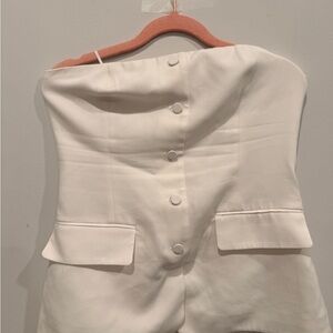 Elegant White Strapless Buttoned Top